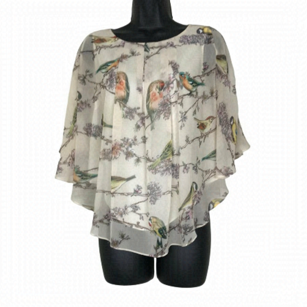 Ted Baker London Stunning Flowing With Beautiful Coloured Birds Blouse Size  0